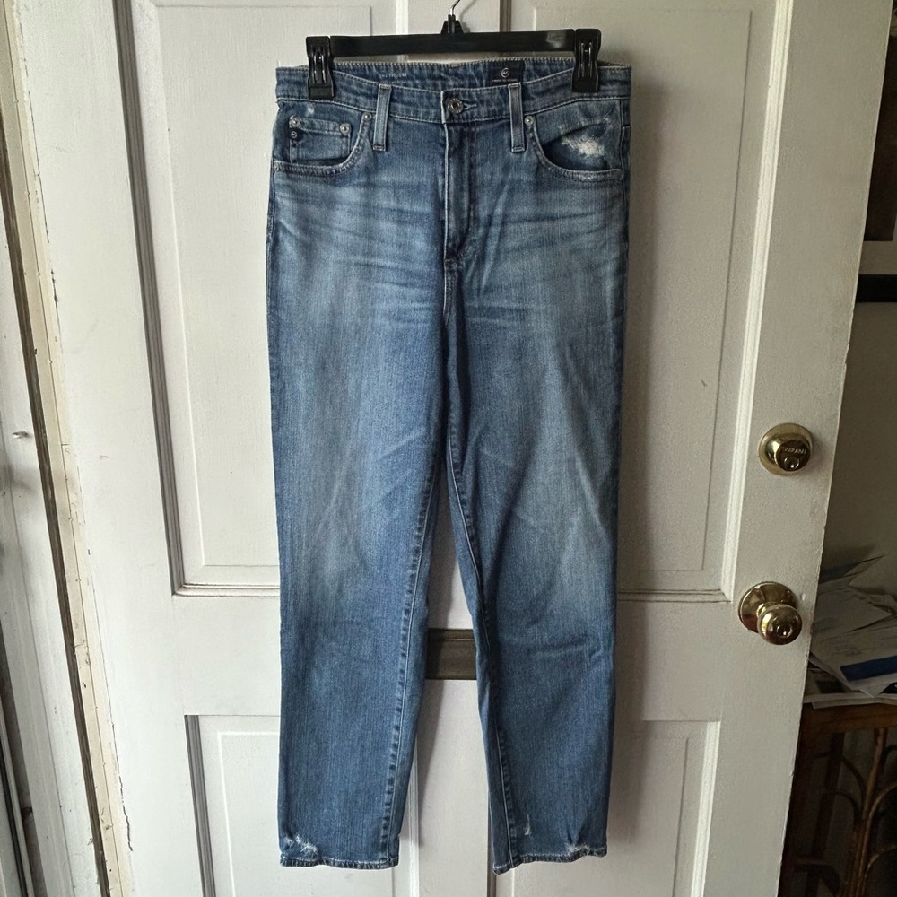 Ag Adriano Goldschmied Light Blue Washed Slim Straight Jeans